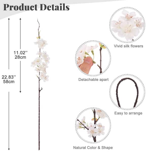 22.83 in. Botanical Spring White Indoor Artificial Cherry Blossom