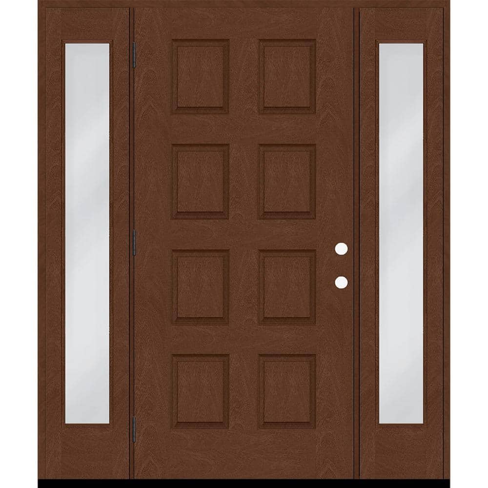 Regency 70 in. x 96 in. 8-Panel RHOS Chestnut Stain Mahogany Fiberglass Prehung Front Door with Dbl 12in. Sidelites price history on PriceWatchPro