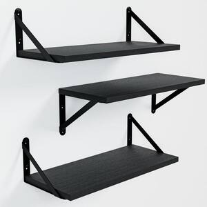 16.5 in. W x 7.3 in. D Floating Shelves for Wall, Black Wall Shelves, Decorative Wall Shelf (Set of 3)