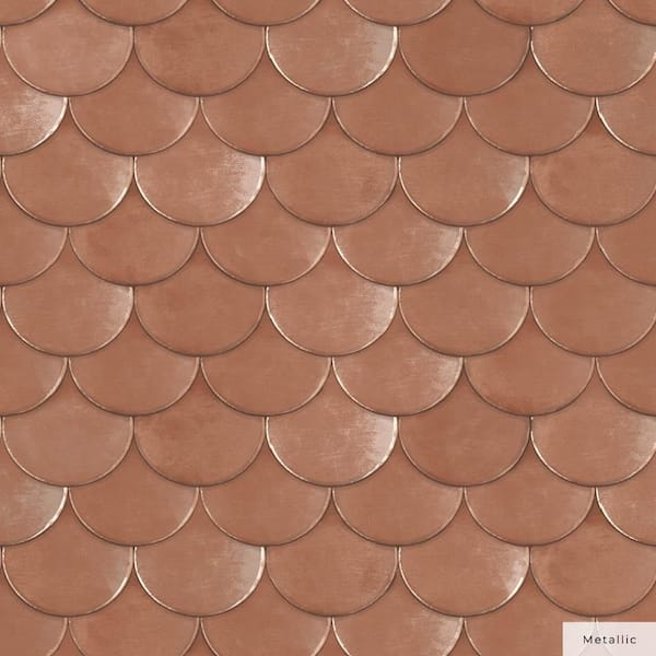 Tempaper Genevieve Gorder Metallic Copper Brass Belly Vinyl Peel and Stick Wallpaper Roll (Covers 28 sq. ft.)