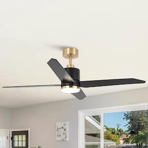 Modern 52 in. Indoor Integrated CCT LED Gold and Black Ceiling Fan with Light, Remote Control and Reversible DC Motor