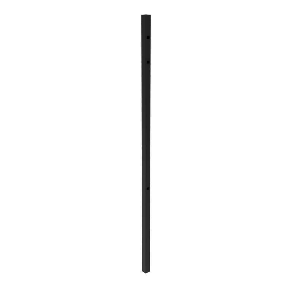 Athens 2-in x 2-in x 7-ft Gloss Black Aluminum Pressed Spear Fence End Post