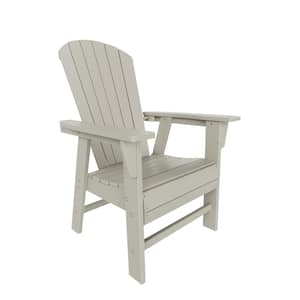 Altura Outdoor Patio Fade Resistant HDPE Plastic Adirondack Style Dining Chair with Arms in Sand