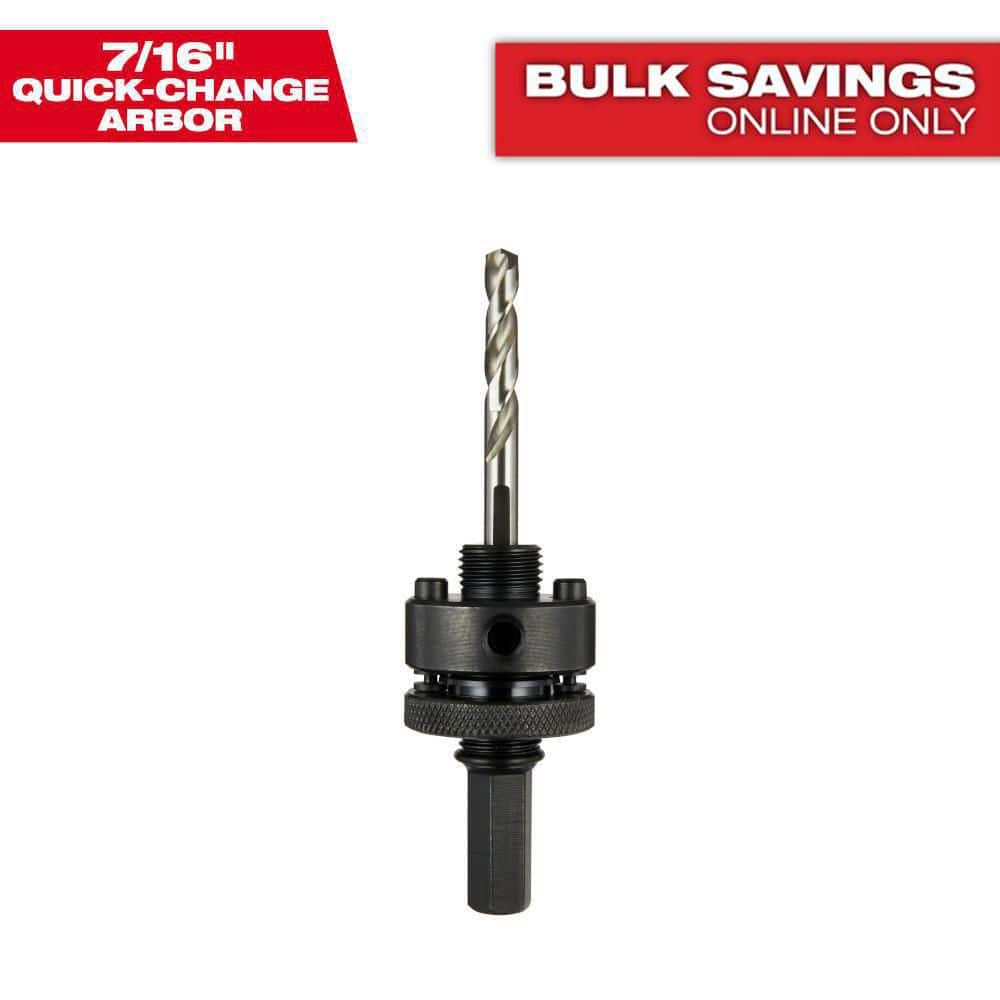 Milwaukee 7/16 in. Quick Change Large Hole Saw Arbor W/Pilot Drill