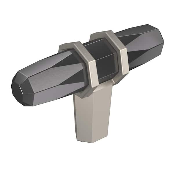 Amerock London 2-1/2 in. (64mm) Modern Black Chrome/Satin Nickel Bar Cabinet Knob