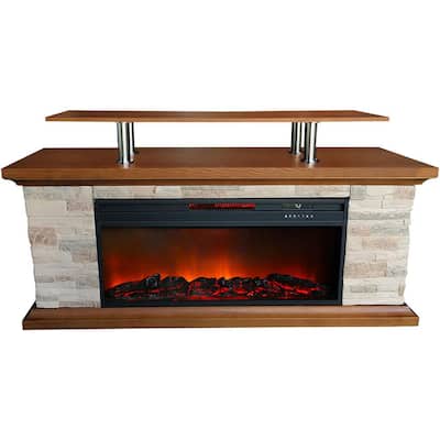 Lifesmart 60 In Infrared Electric Media Fireplace Brown Zcfp1032us The Home Depot Lifesmart 60 In Infrared Electric, Are Infrared Electric Fireplaces Safe