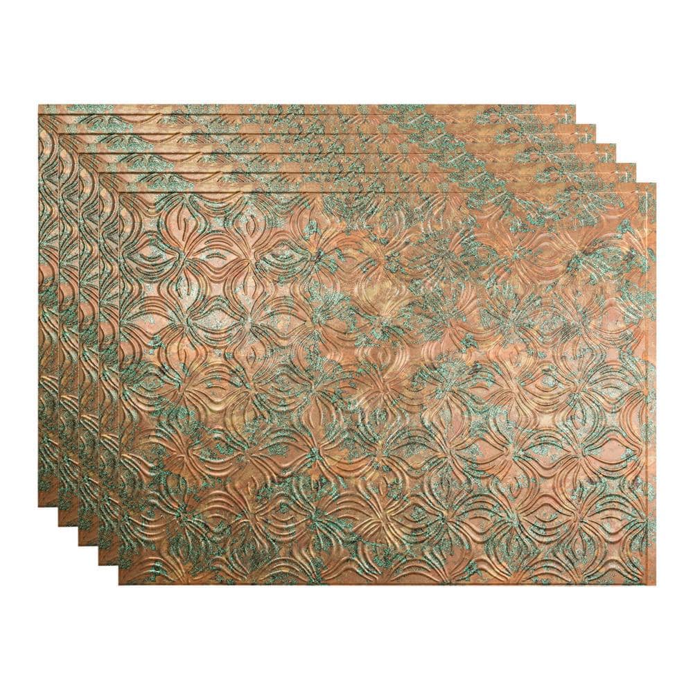 18.25 in. x 24.25 in. Lotus Vinyl Backsplash Panel in Copper Fantasy (5-Pack) price history on PriceWatchPro