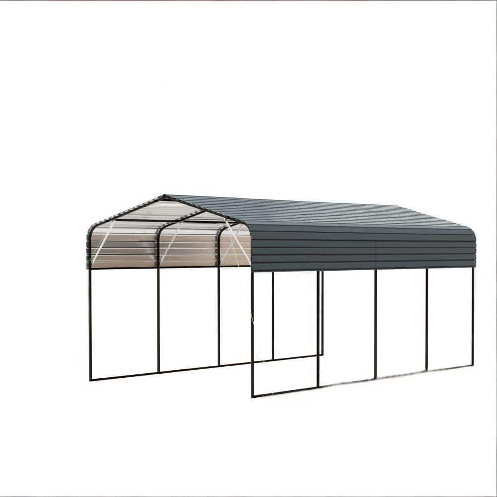 Heavy Duty 11 ft. W x 19 ft. D x 10 ft. H Dark Gray Roof Galvanized Steel Carport, Black Frame price history on PriceWatchPro