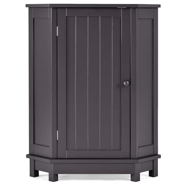 Miscool Anky 17.5 in. W x 17.5 in. D x 31.4 in. H Brown MDF Freestanding Bathroom Triangle Corner Storage Linen Cabinet