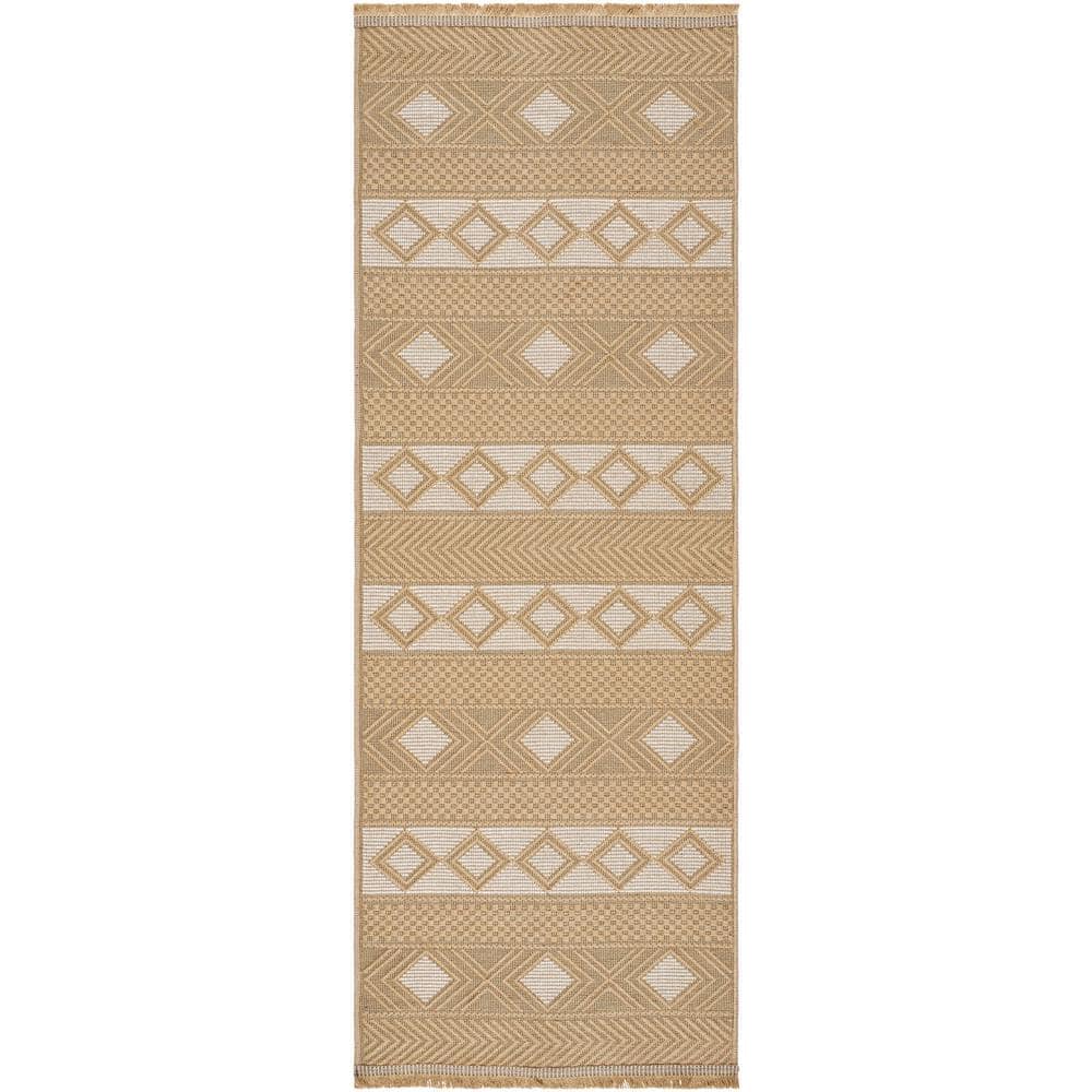 Livabliss Mystery Tan/Cream 2 ft. x 4 ft. Cottage Machine-Made Indoor ...