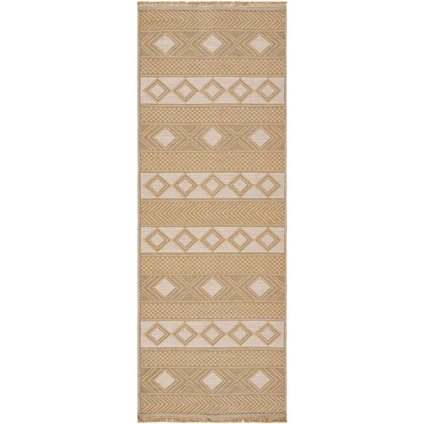 Livabliss Mystery Tan/Cream 2 ft. x 4 ft. Cottage Machine-Made Indoor Area Rug
