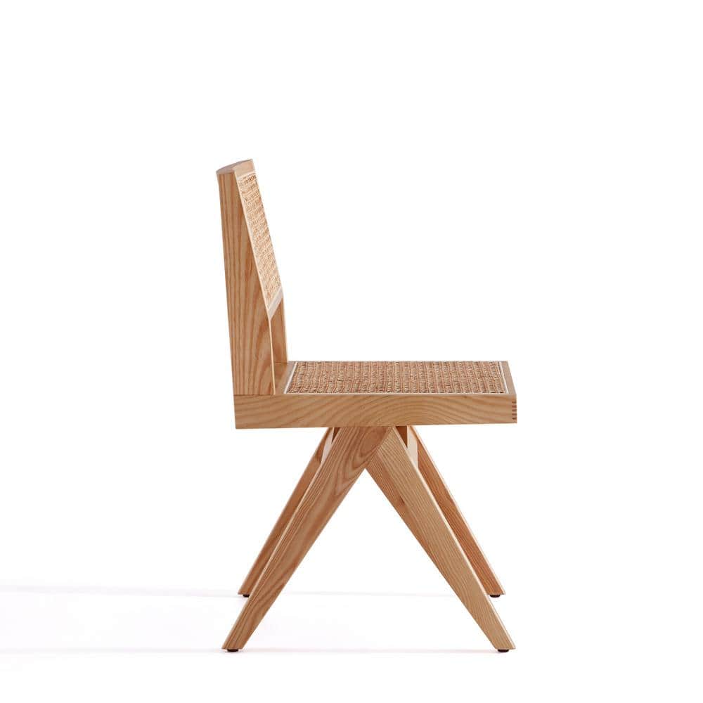 Elevated Nature Cane High-Back Side Chair in Natural Beige