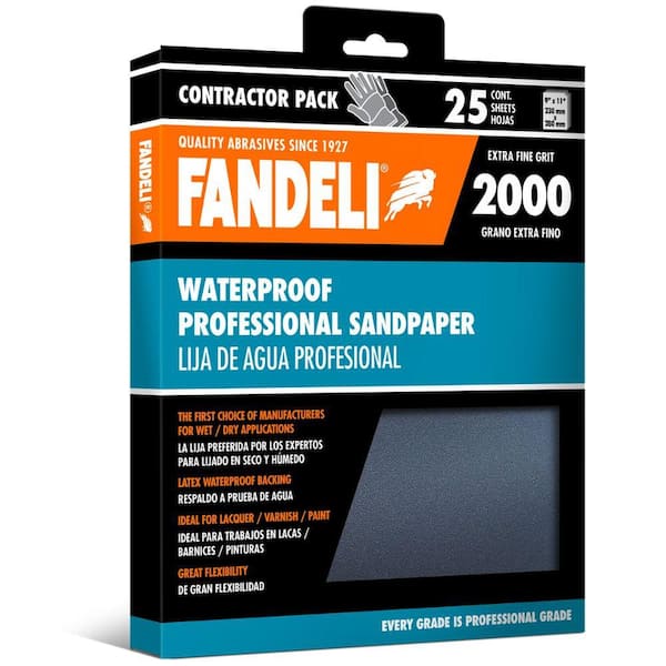 Fandeli 9 in. x 11 in. 2000 Grit Microfine Silicon Carbide Waterproof Sandpaper (25-Pack)