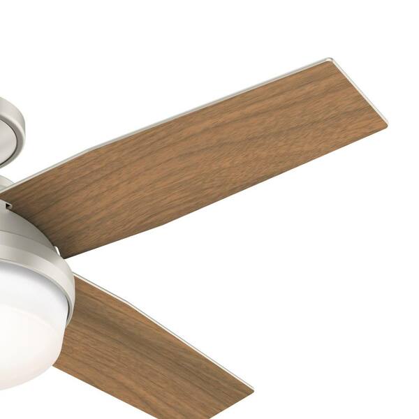 Hunter Dempsey 44 In Indoor Outdoor Matte Nickel Led Low Profile Ceiling Fan With Light Kit And Remote Control 50398 The Home Depot - Hunter 44 Dempsey Brushed Nickel Ceiling Fan With Light Kit And Remote