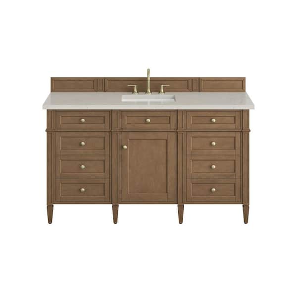 Brittany 60.0 in. Single Bath Vanity in Pecan with Siberian Silestone Low Silica Surface Top