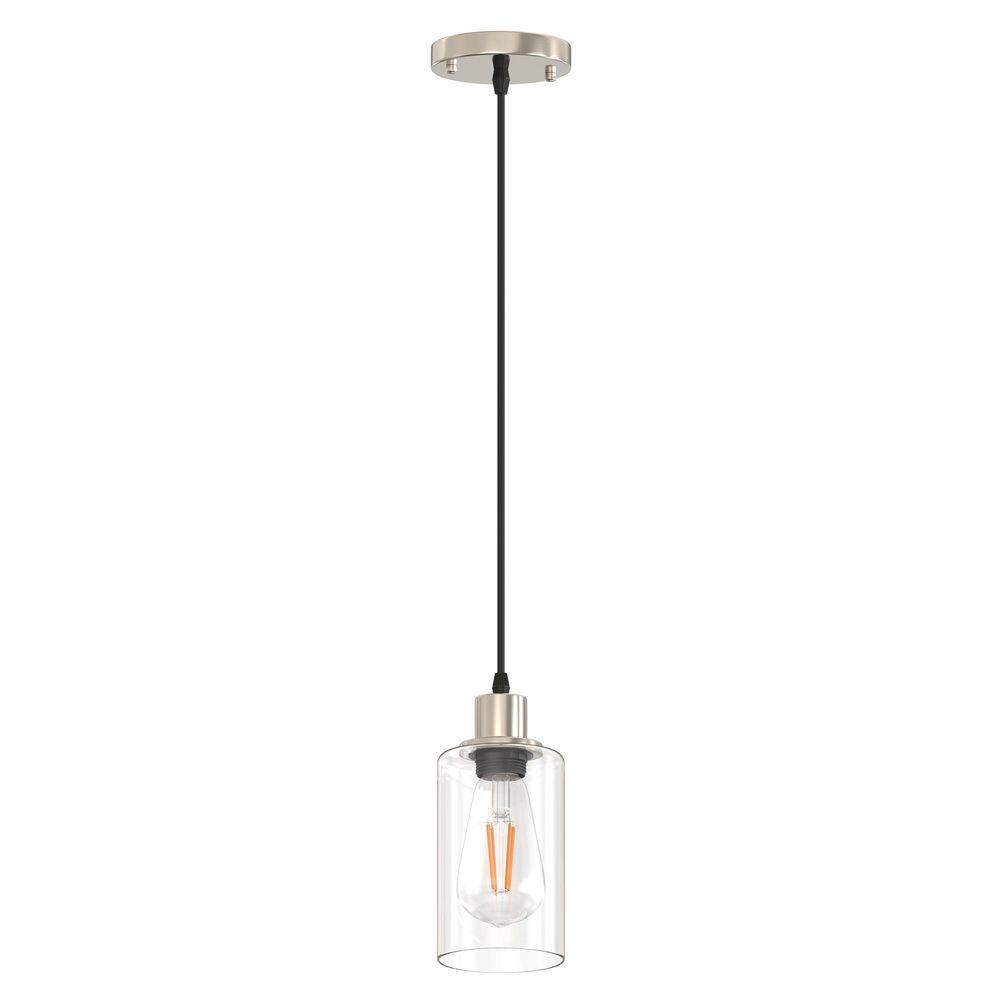 1 Light Nickel Pendant Light with Clear Glass Shade for Kitchen and Dining Room, No Bulbs Included (Set of 2) price history on PriceWatchPro
