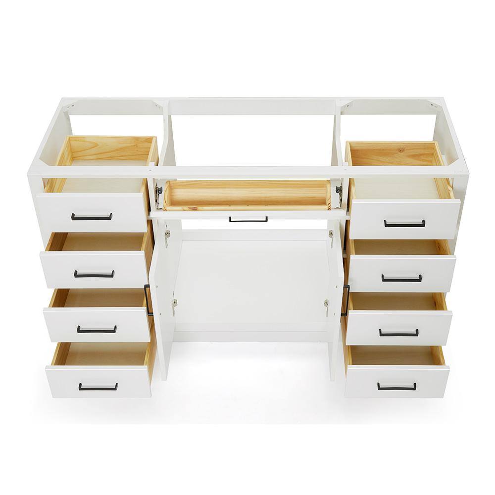 60'' White Hardwood Single Freestanding Bathroom Vanity Base