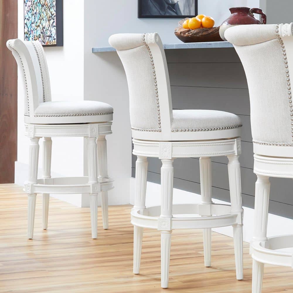 Chapman 31" White Wood and Leather Swivel Barstool