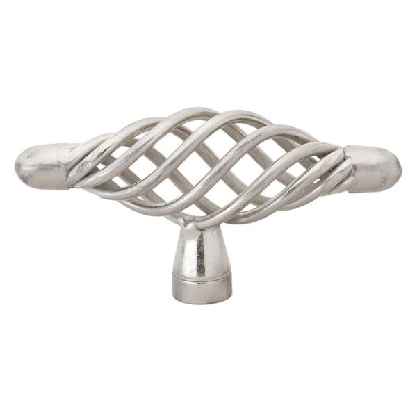 GlideRite 3 in. Long Satin Nickel T-Handle Birdcage Cabinet Knobs (10-Pack)