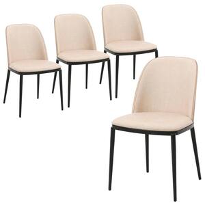 Tule Modern Dining Side Chair with PU Leather Seat and Steel Frame Set of 4, Walnut/Light Brown