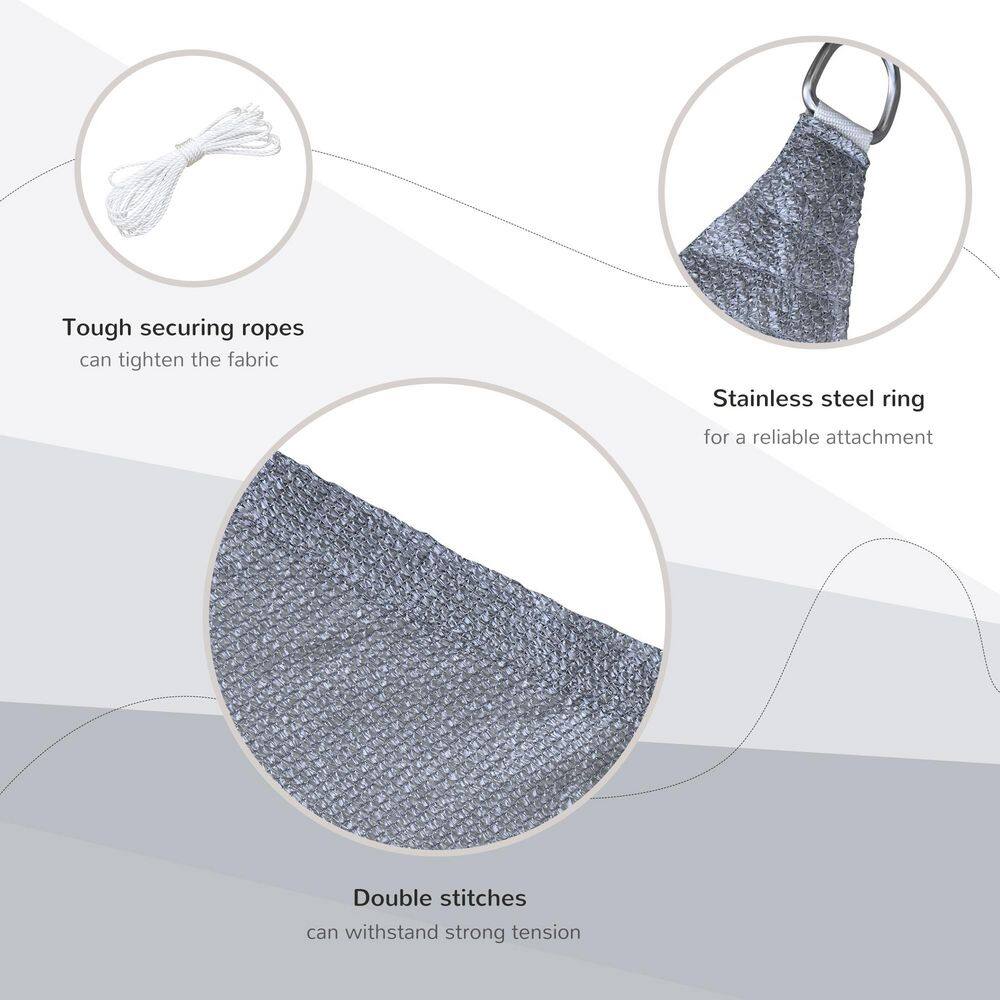Grey 20' x 13' High-Density Polyethylene Outdoor Sun Shade Sail