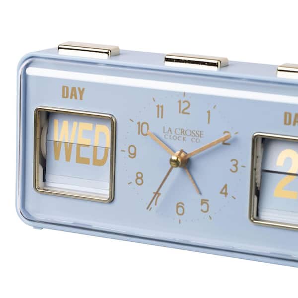 La Crosse Clock Daily Flip Blue Periwinkle Tabletop Alarm Clock
