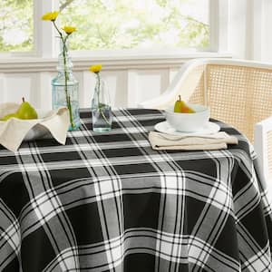 Buffalo Check 70 in. W x 70 in. L Black and White Checkered Cotton Blend Tablecloth