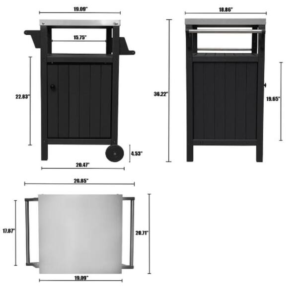 cenadinz HDPE Barbecue/Grill Plastic Outdoor Side Table with 304 Stainless  Steel Top H-D0102HIB81A - The Home Depot