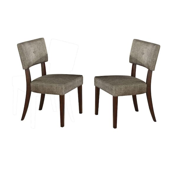 Benjara Grey Fabric Wooden Side Chair (Set of 2)