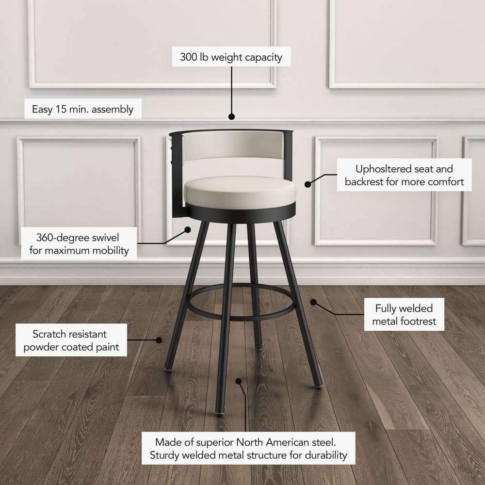 Eller 26" White Metal Swivel Counter Stool