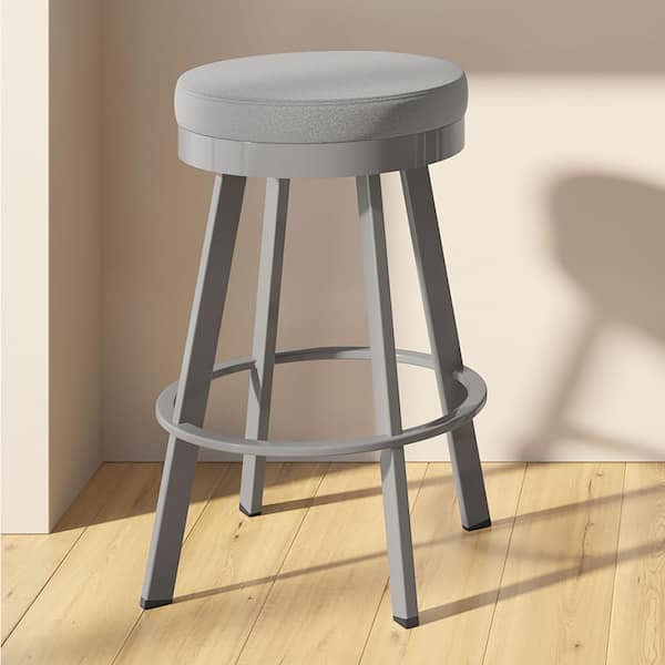 Amisco Swice 30.25 in. Grey Polyester/Metallic Grey Metal Bar Stool