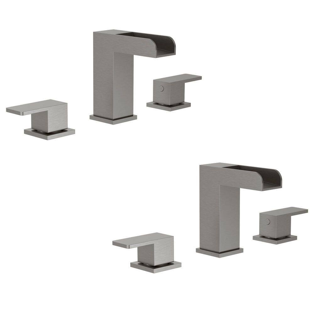 8 in. Widespread Double Handle Bathroom Faucet with Waterfall Spout and Pop-up Drain in Brushed Nickel (2-Pack) price history on PriceWatchPro