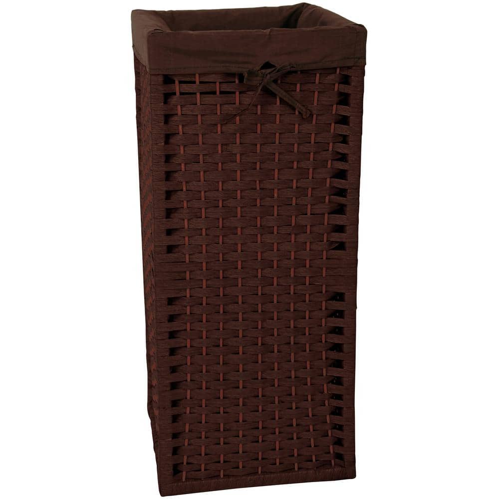 Mocha Wicker Rectangular Laundry Hamper with Removable Liner