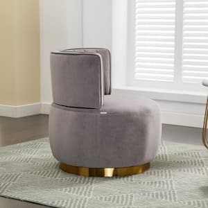 Gray 360° Swivel Velvet Cuddle Barrel Accent Sofa Chairs, Sofa Armless Chair Accent Chair