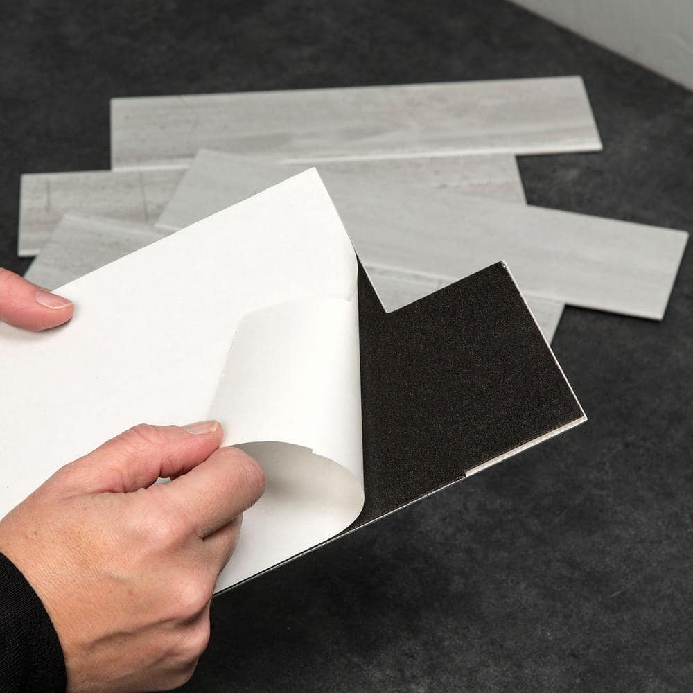 Roman Slab Gray Peel and Stick Wall Tile