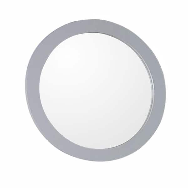 Donato 22 in. W x 22 in. H Framed Round Bathroom Vanity Mirror in Light Gray