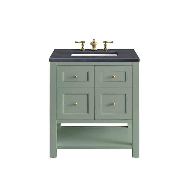 James Martin Vanities Breckenridge 30.0 in. W x 23.5 in. D x 34.2 in. H Bathroom Vanity in Smokey Celadon with Charcoal Soapstone Quartz Top