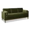 Jennifer Taylor Knox 84 in. Pillow Square Arm Modern Farmhouse Performance Velvet Living Room Sofa Couch in Olive Green 64110-3-V036