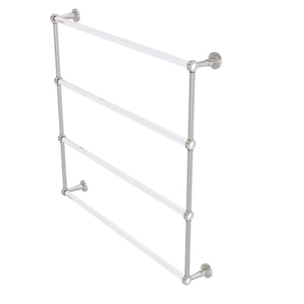 Allied Brass Pacific Beach 4-Tier 36 in. Ladder Towel Bar with Groovy Accents in Satin Nickel