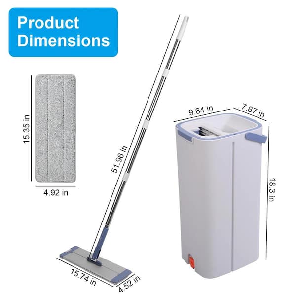 SIMMOP Mop And Bucket Set, 360° Squeeze Microfiber Mops For Floor Cleaning, Two-Chamber Cleaning Bucket For Wet And Dry Use, Home Floor Cleaning - View #10