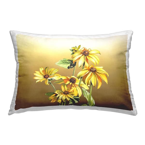 Black Eyed Susan Blooms Yellow Floral Polyester 14 in. x 20 in. Throw Pillow