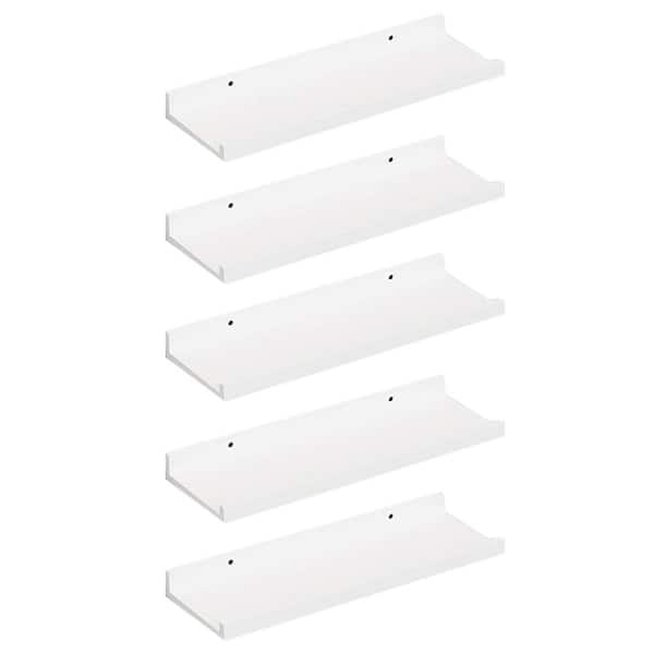 Unbranded 15.6 in. W x 5.1 in. D Floating Wall Mounted Shelves Decorative Wall Shelf Set of 5 White