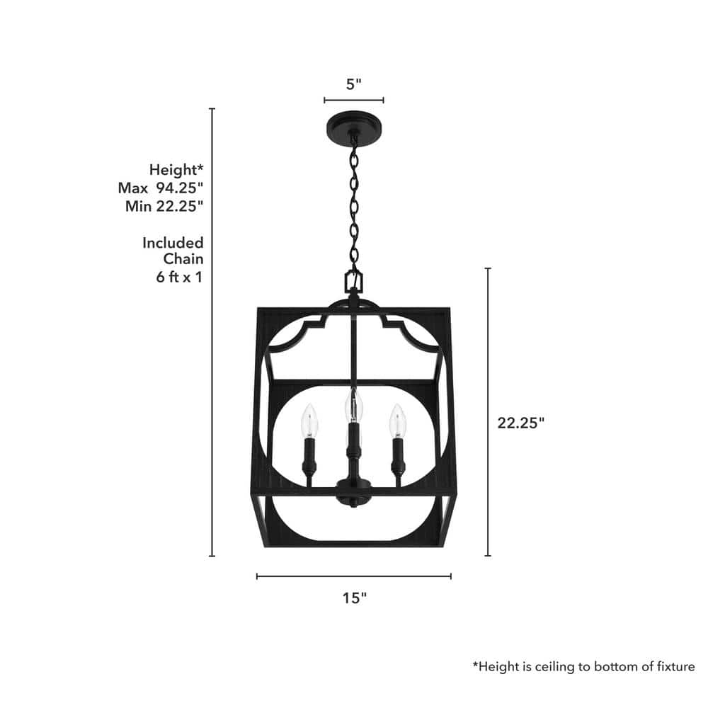 Highland Hill Rustic Iron 4-Light Pendant with LED