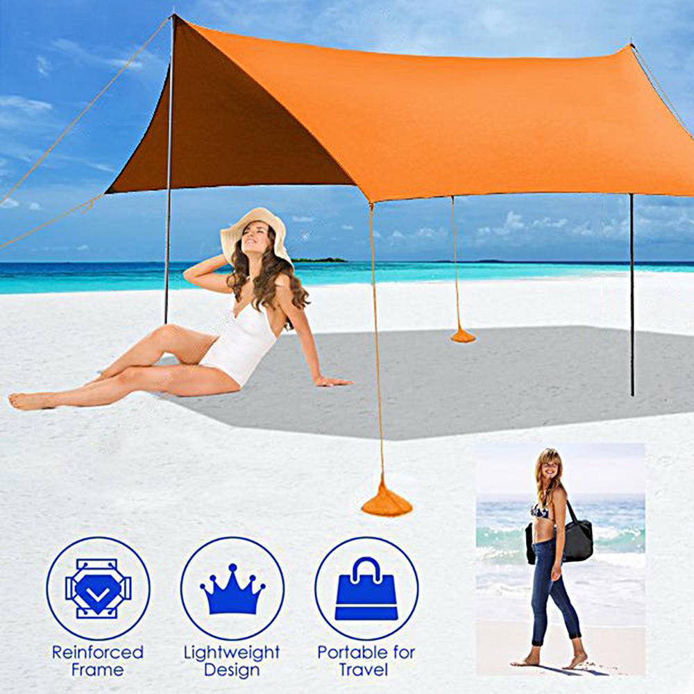 10 ft. x 10 ft. Orange Beach Tent Sun Shelter with 6-Sandbags
