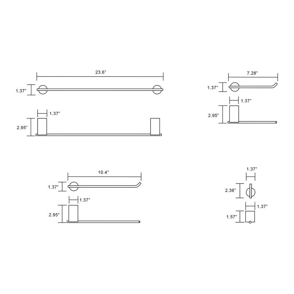 Brushed Nickel 4-Piece Stainless Steel Bath Hardware Set