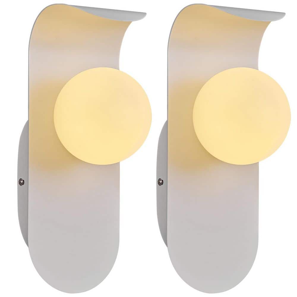 Home Lighting 4.52 in. 2-Light White Modern Wall Sconce with Globe Glass Shade for Bedroom Living Room price history on PriceWatchPro