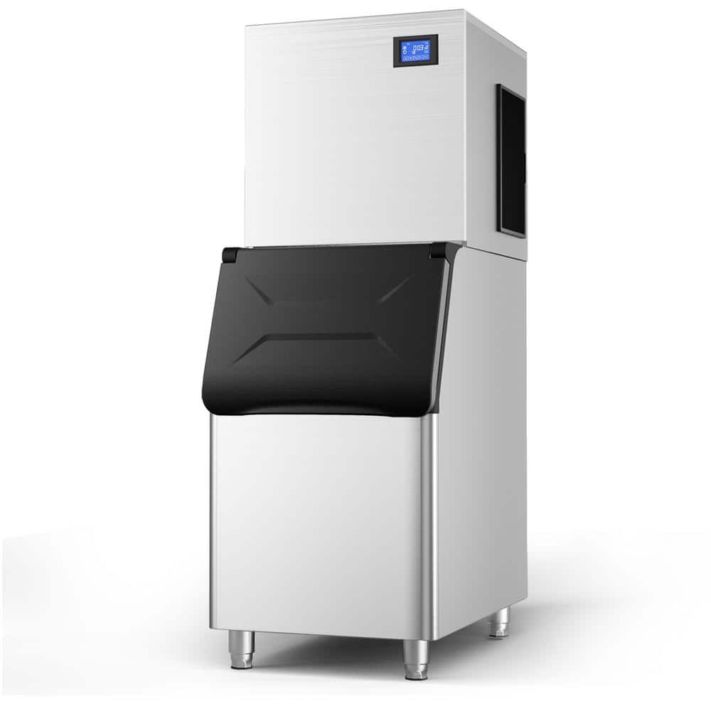 22 Width in. 550 lbs. /24 H Freestanding Ice Making Machine with 400 lbs. Large Storage Bin 1000-Watt, Silver