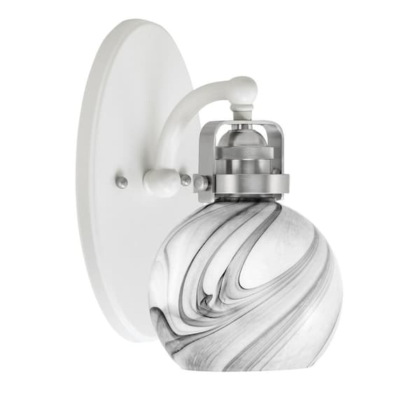Unbranded Decatur 1-Light White and Brushed Nickel Wall Sconce