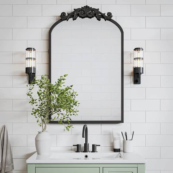 19.7 in. W x 30.3 in. H Classic Arched Recessed/Surface Mount Medicine Cabinet with Mirror in Black