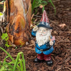 12 in. Tall Outdoor Patriotic Garden Gnome Saluting Yard Statue Decoration
